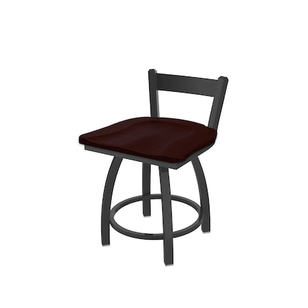 Holland Bar Stool Co 18" Low Back Swivel Vanity Stool, Pewter Finish, Dark Cherry Oak Seat 82118PWDCOak